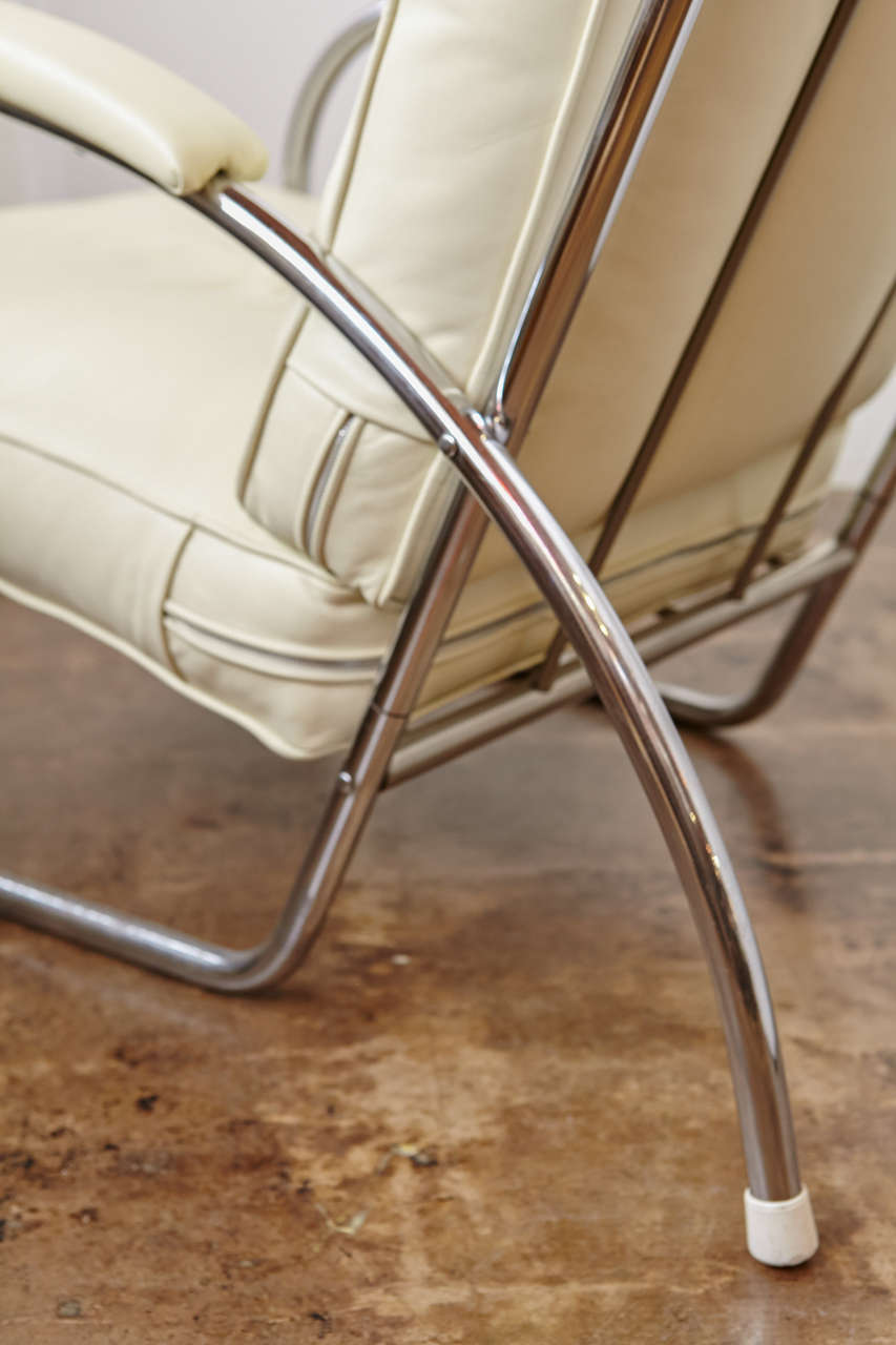 Mid-20th Century Royalchrome / Howell Art Deco Tubular Lounge Chair & Ottoman