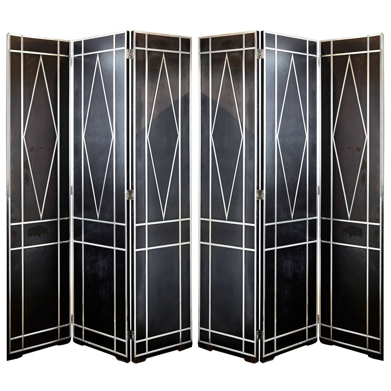 Pair of Massive Art Deco Revival Folding Screens For Sale at 1stdibs