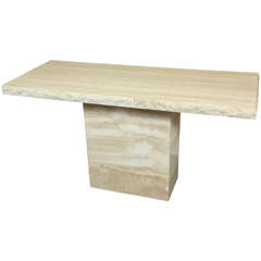 Polished Travertine Console Vintage Polished Travertine Console