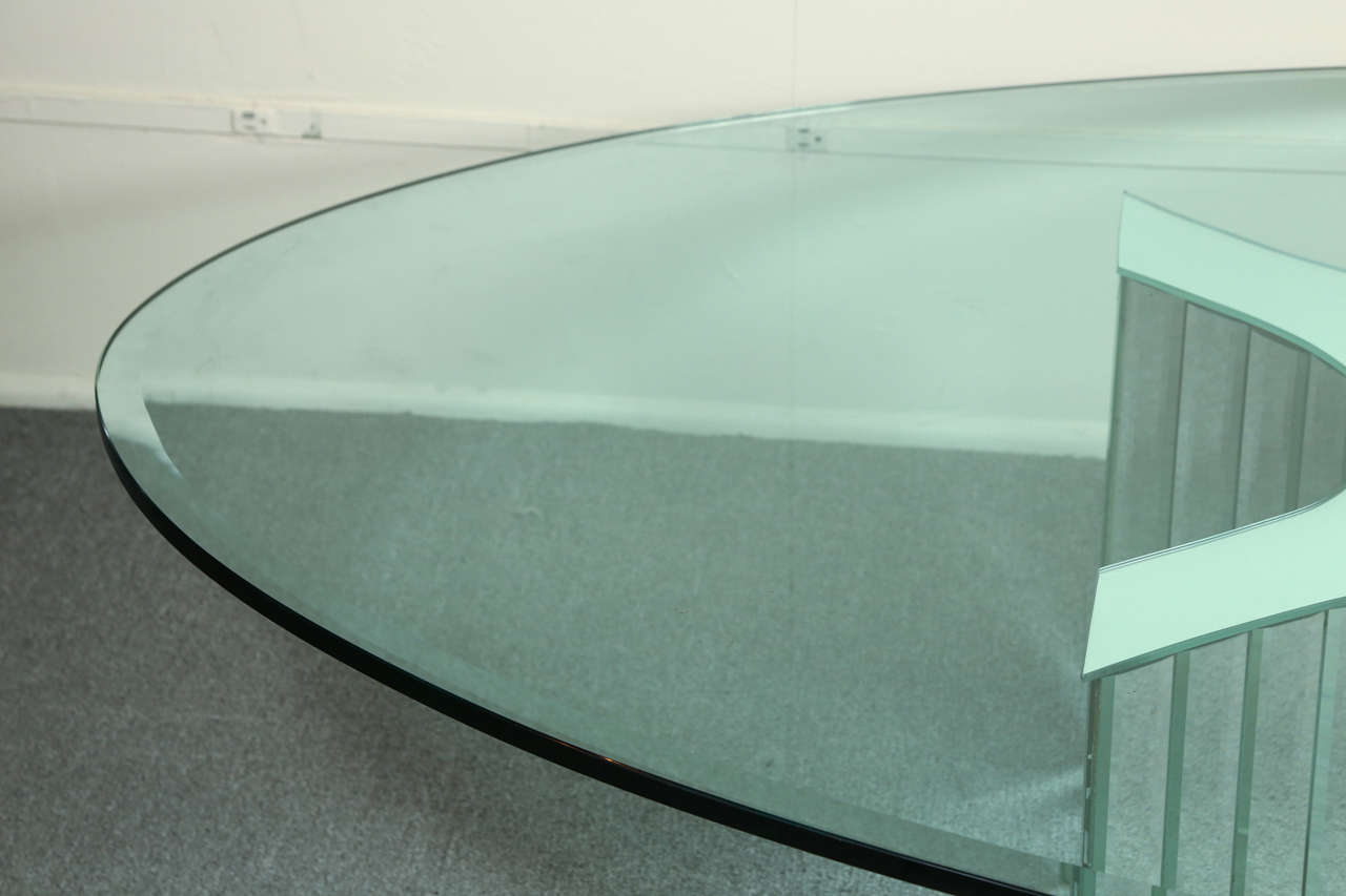 Fabulous Large Mirror snd Glass Oval Coffee Table In Excellent Condition In New York, NY