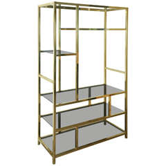 Brass and Glass Etagere Attributed to Milo Baughman