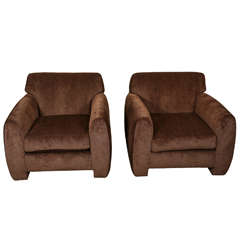 Pair of Handsome Over-Size Club Chairs