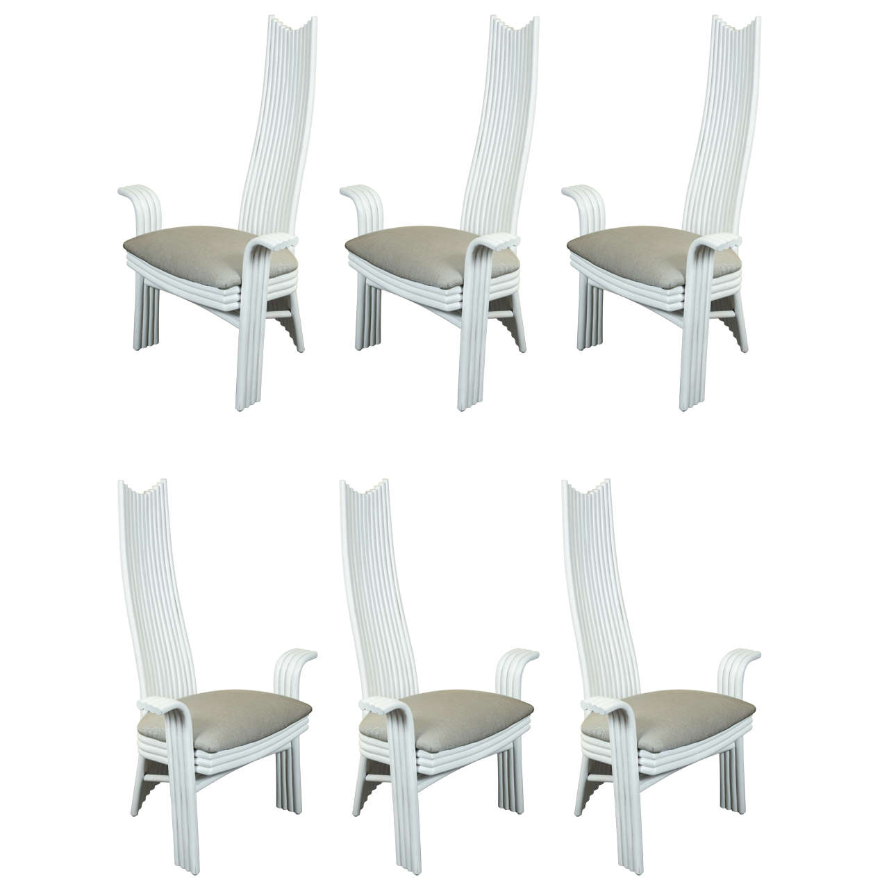 Six Unusual High-Back Dining Chairs