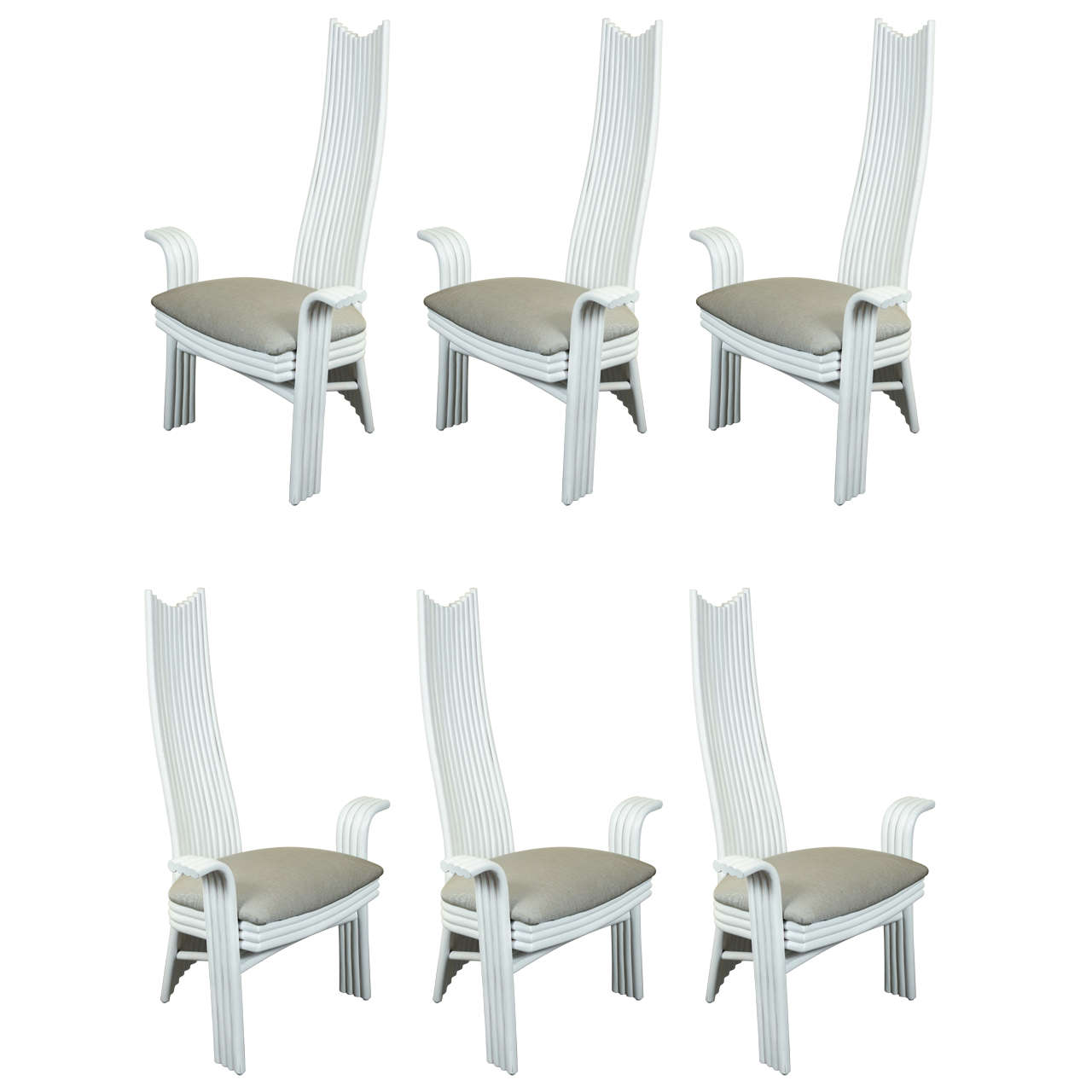 Six Unusual HighBack Dining Chairs at 1stDibs