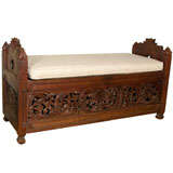 Anglo Indian Carved Mahogany Bench
