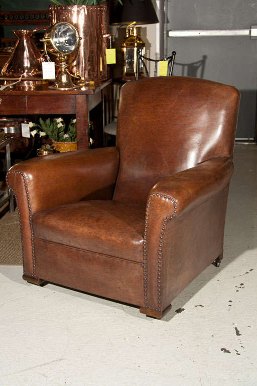 PAIR Leather "Tombstone" Club Chairs - Stylish and Comfortable