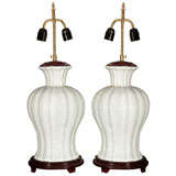 PAIR Crackle Lamps with Fluted Form