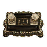 Victorian Inkwell with Mother-of-Pearl Inlay