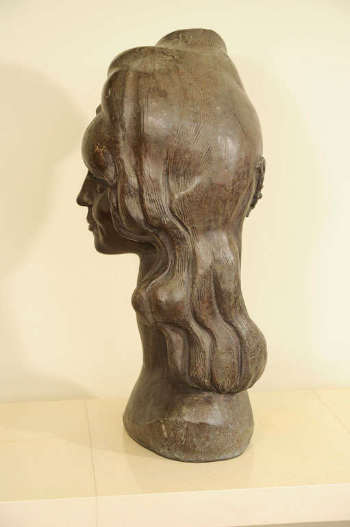 Bronze Bust of a Woman Signed E. Nay 2