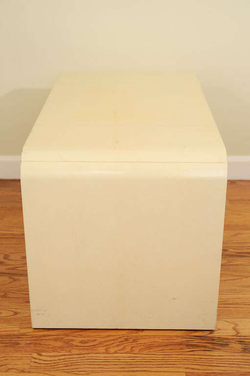 French Waterfall Coffee Table in Ivory Parchment, after Frank