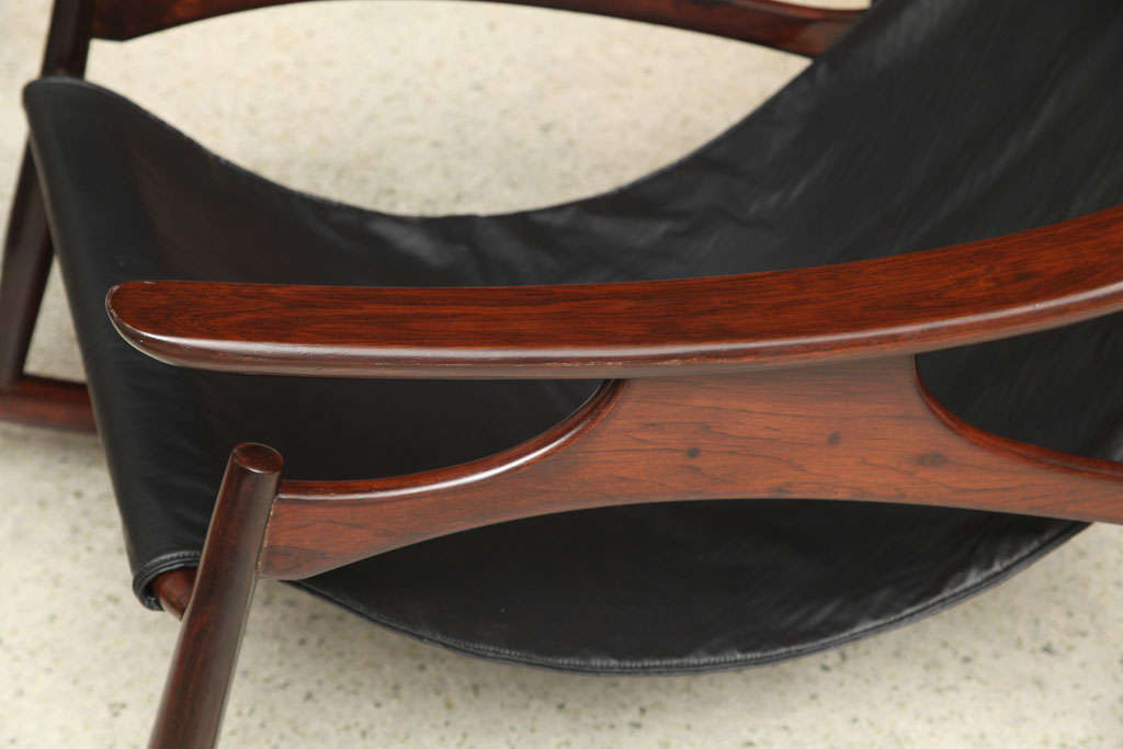 Mid-20th Century A Rare Sergio Rodrigues Rosewood and Leather Rocking Chair