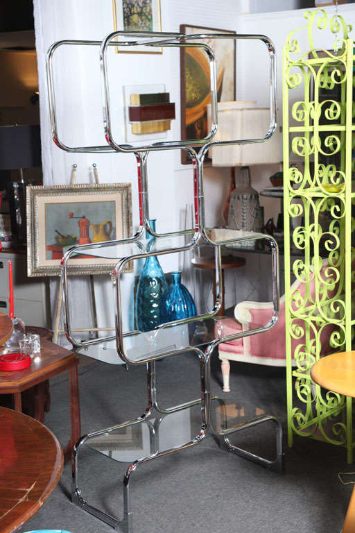 Beautiful Bold Chrome And Glass Shelving Etagere