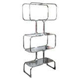 Beautiful Bold Chrome And Glass Shelving Etagere