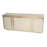 Fabulous Rougier Glass and Brass Credenza