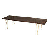 Hugh Acton Brass and Walnut Coffee Table/Bench