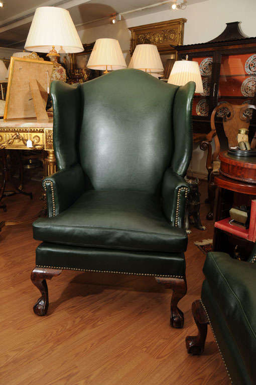 19th Century 19th century English chippendale wing chairs