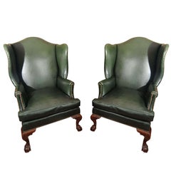chaises à oreilles Chippendale anglaises du 19ème siècle