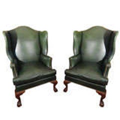 19th century English chippendale wing chairs 12