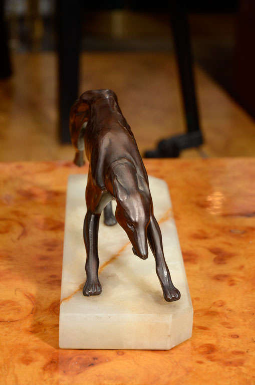American Bronze Greyhound Bookends on Alabaster Bases
