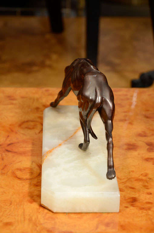 Mid-20th Century Bronze Greyhound Bookends on Alabaster Bases
