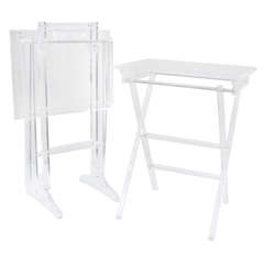 Pair of Lucite Folding Tables with Stand