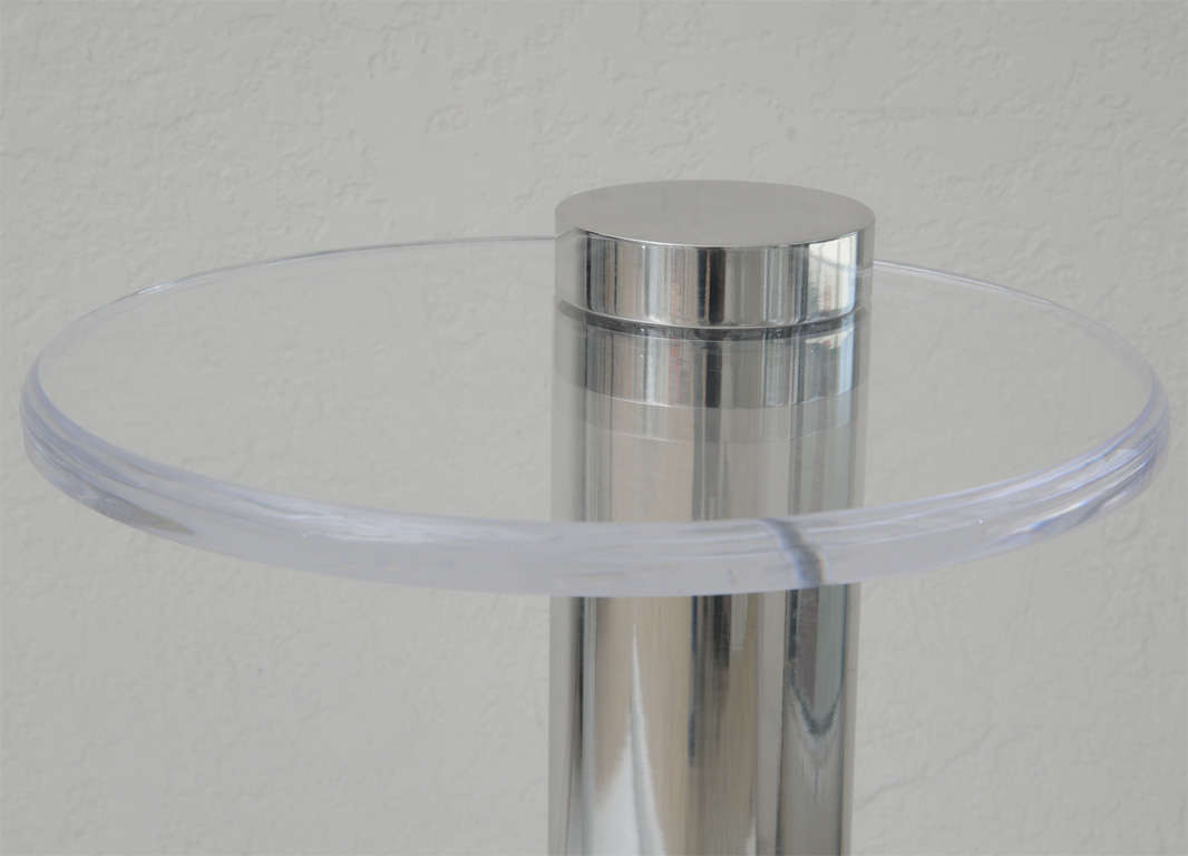 American Lucite and Polished Aluminum Side Table