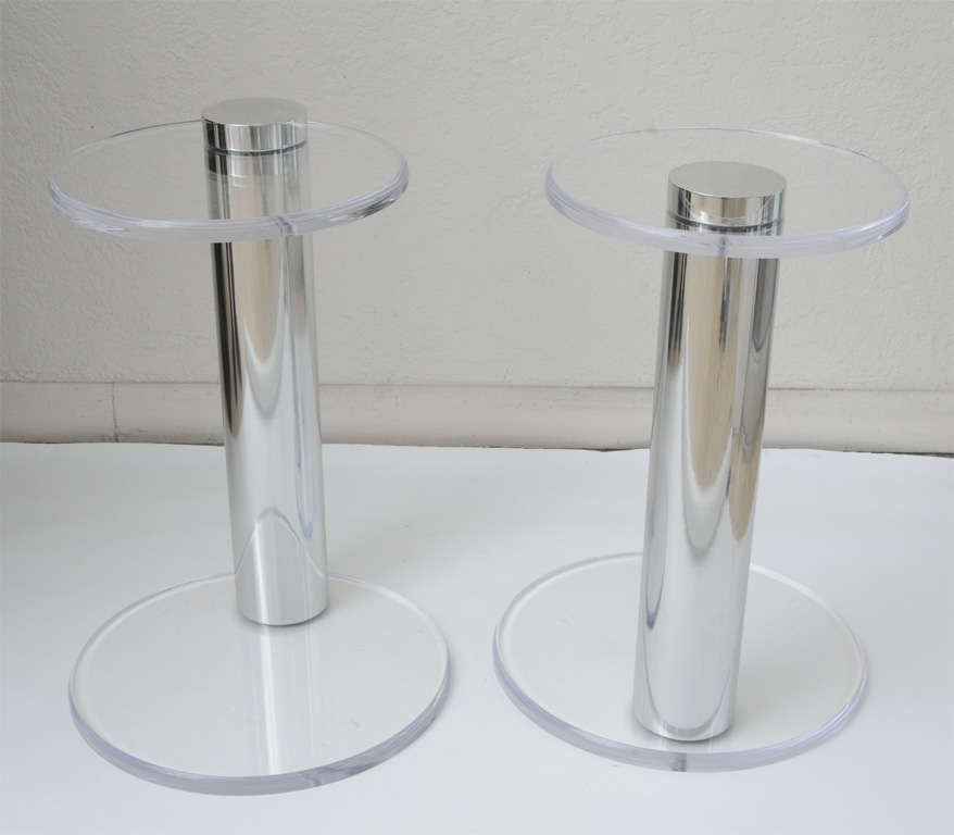 Late 20th Century Lucite and Polished Aluminum Side Table