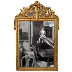 French 19th Century Gilded Carved Mirror with Bird and Rose Motifs 1