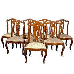 Set of Eight Venetian Walnut Dining Chairs