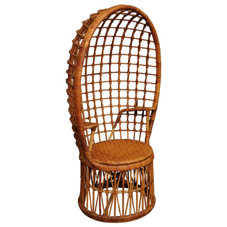 Franco Albini Style Rattan High Back Chairs at 1stDibs