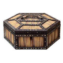 19th Century 6-Sided Anglo-Indian Quill Box