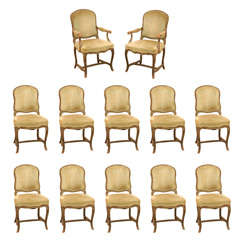 Set of 12 Painted Carved Wood Dining Chairs