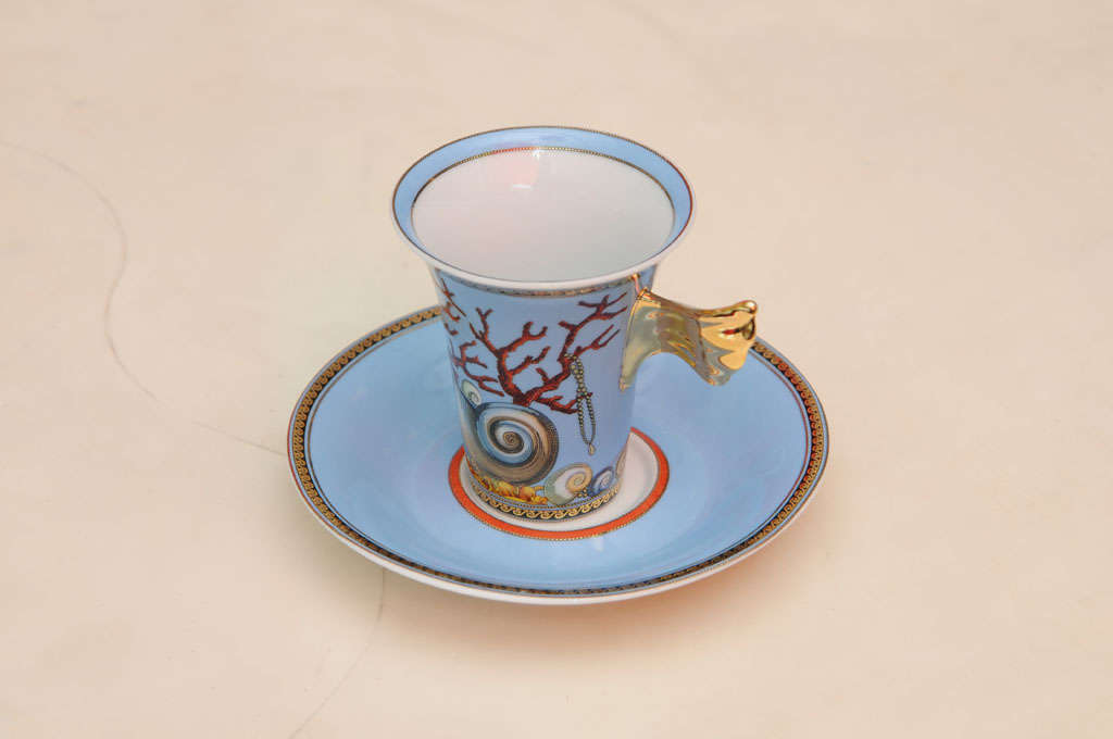 Late 20th Century Set of 5  Versace Signed Porcelain Gilded Tea/ Coffee