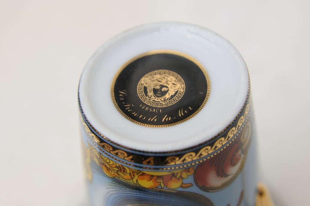Set of 5  Versace Signed Porcelain Gilded Tea/ Coffee 6