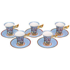 Vintage Set of 5  Versace Signed Porcelain Gilded Tea/ Coffee