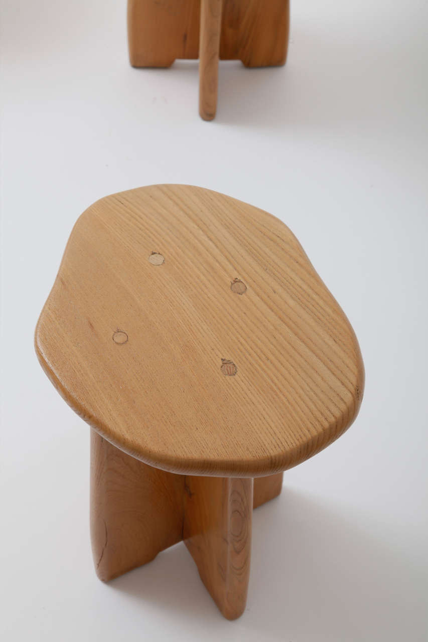 Ash Set of 2 stools and 1 side table, in the manner of Franz-Xaver Sproll