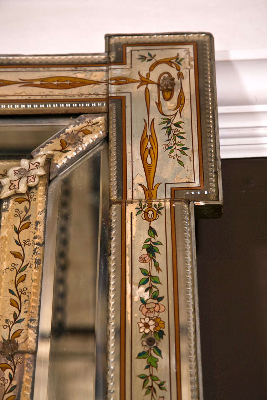 Venetian reversed painted mirror framed mirror.