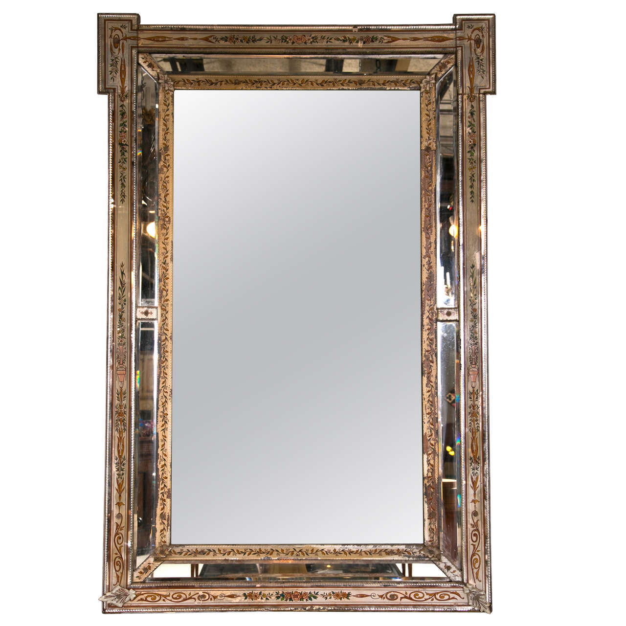 Venetian Reversed Painted Mirror Framed Mirror