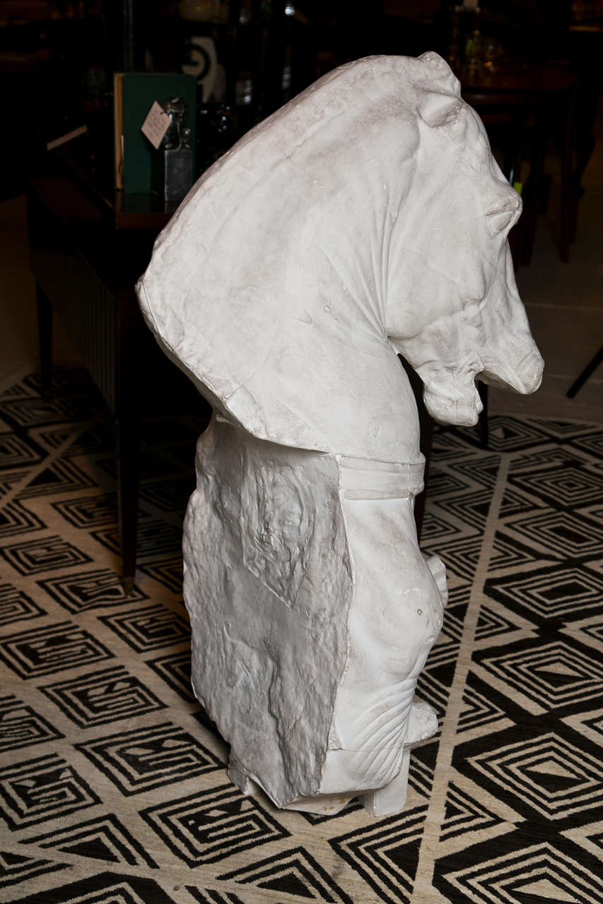 19th Century Monumental Late 19th C Continental Plaster Horse Sculpture