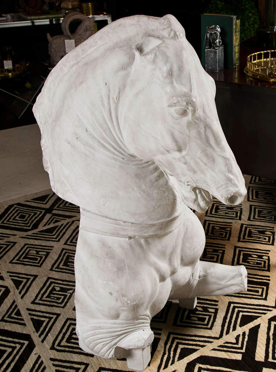 Monumental Late 19th C Continental Plaster Horse Sculpture 1