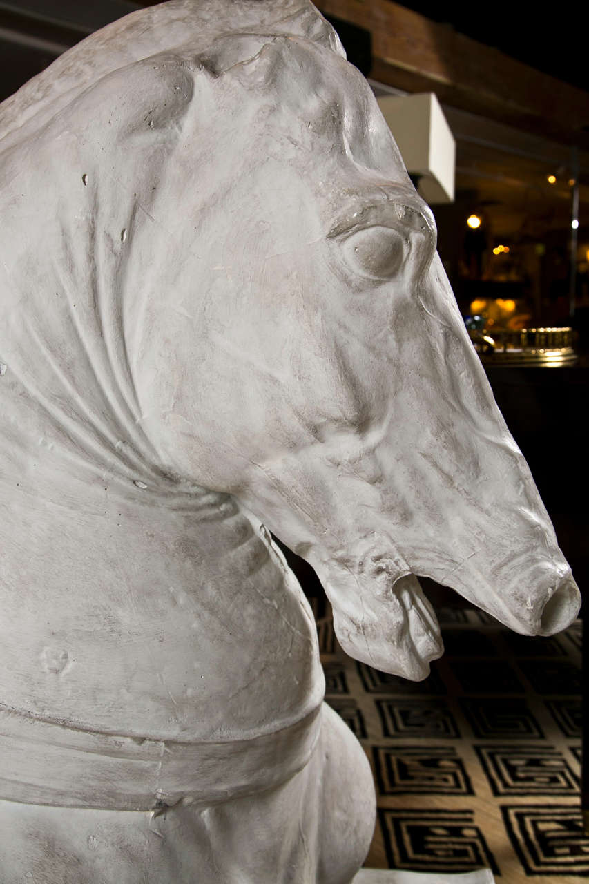 Monumental Late 19th C Continental Plaster Horse Sculpture 2