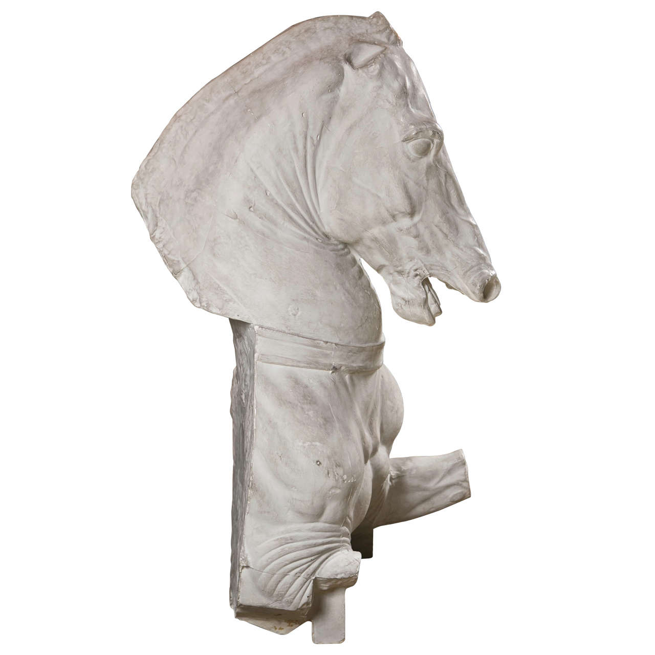 Monumental Late 19th C Continental Plaster Horse Sculpture