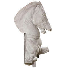 Monumental Late 19th C Continental Plaster Horse Sculpture