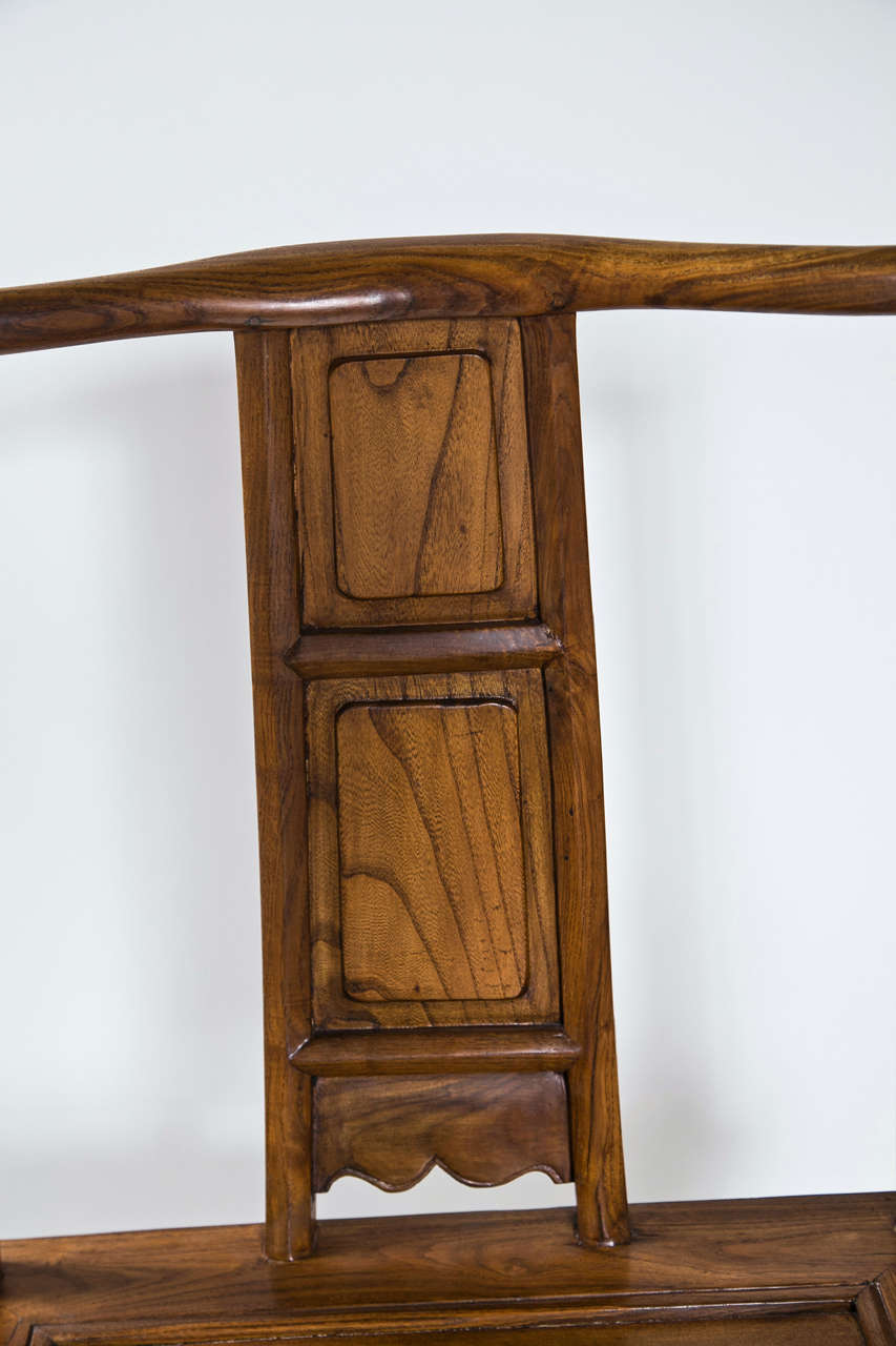 1960's Pair of Solid Teak Chinese Arm Chairs