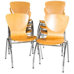 Set of 8 Stacking Molded Plywood Chairs Set of 8 Stacking Molded Plywood Chairs