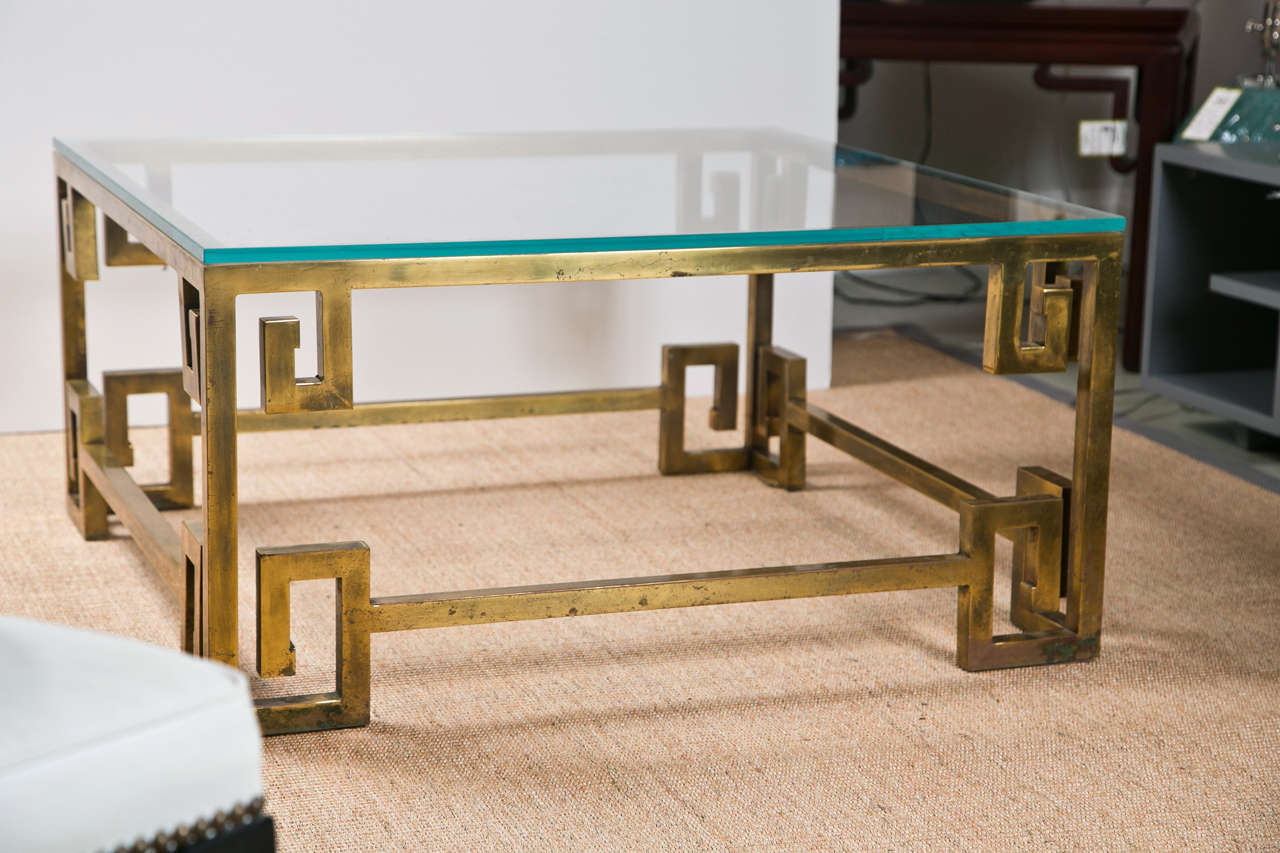 1970's Mastercraft  Brass Greek Key Cocktail Table