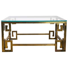 1970's Mastercraft  Brass Greek Key Cocktail Table