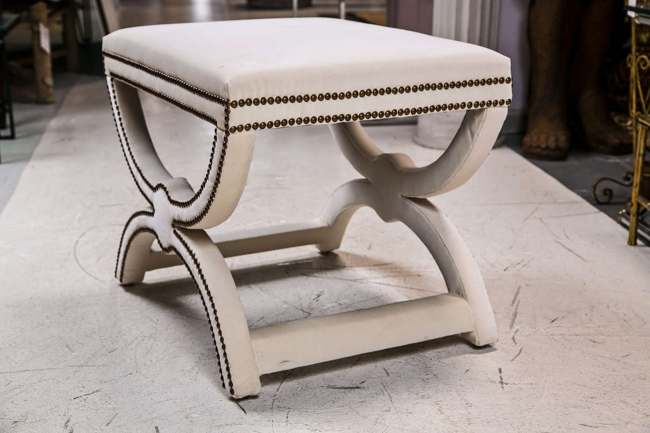 20th C American X Bench with Brass Nailheads at 1stdibs