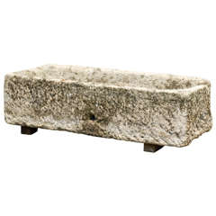 19th Century French Hand Carved Limestone Horse Trough