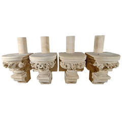 19th Century Set of 4 Carved Stone Corbels